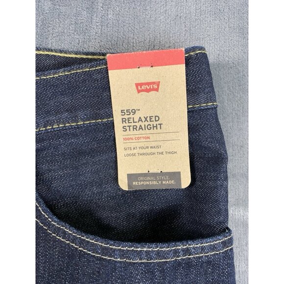 Levi's 559 Relaxed Straight Fit Jeans Dark Blue Denim Men's Size 44 x 30 NWT - Picture 3 of 11